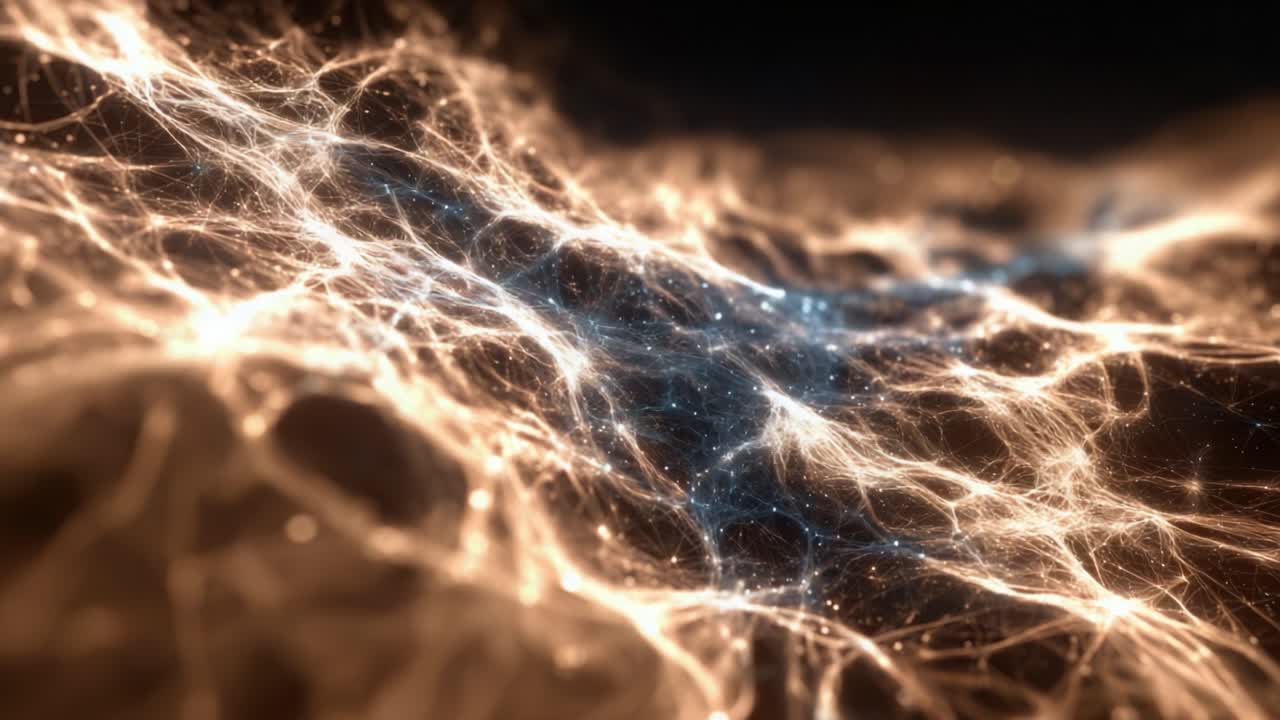 A Stunning Visualization of a Cosmic Web, Featuring Glowing Filaments of Light and Interconnected Nodes, Capturing the Essence of Space and Energy Dynamics