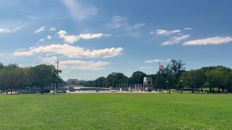 Monumento-A-Lincoln-Y-Punto-De-Referencia-Popular-En-Washington-DC-En-Estados-Unidos-De-América,-Estados-Unidos-Desde-Afuera-Sin-Gente-Alrededor-Durante-El-Día-De-Verano-4k