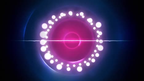 animation of christmas fairy lights with copy space over pink circles