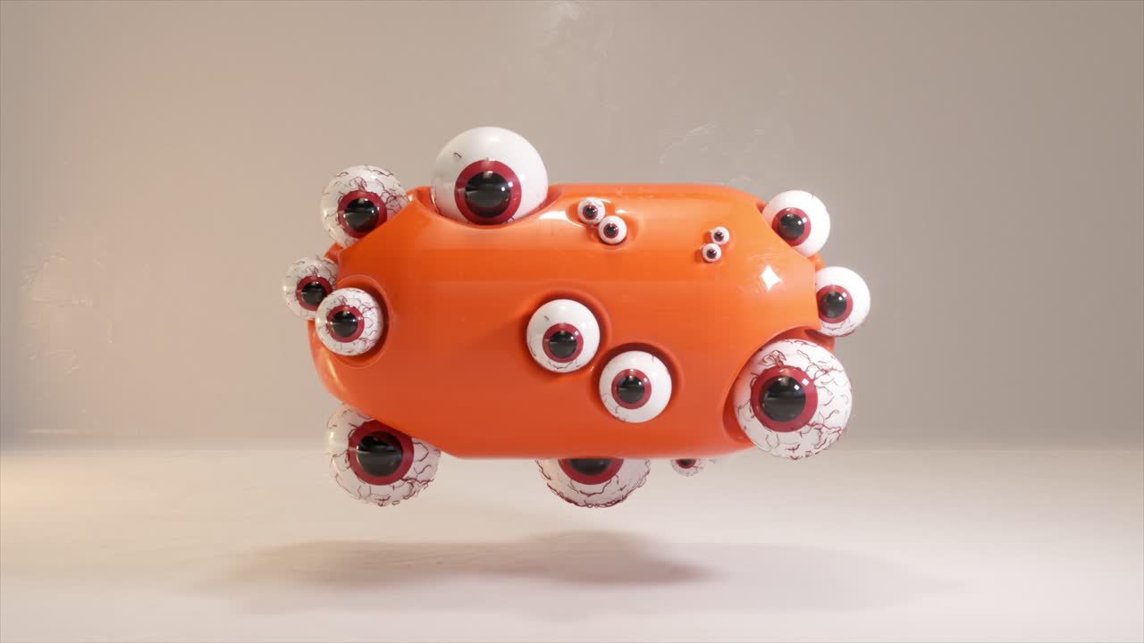 많은 눈을 가진 오렌지색 물체