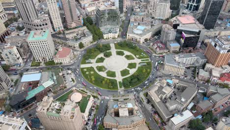 aerial shot of dalian city center