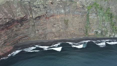 Drone-aerial-panorama-Nogales-beach-in-the-rocky-coastline-of-La-Palma,-Canary-Islands