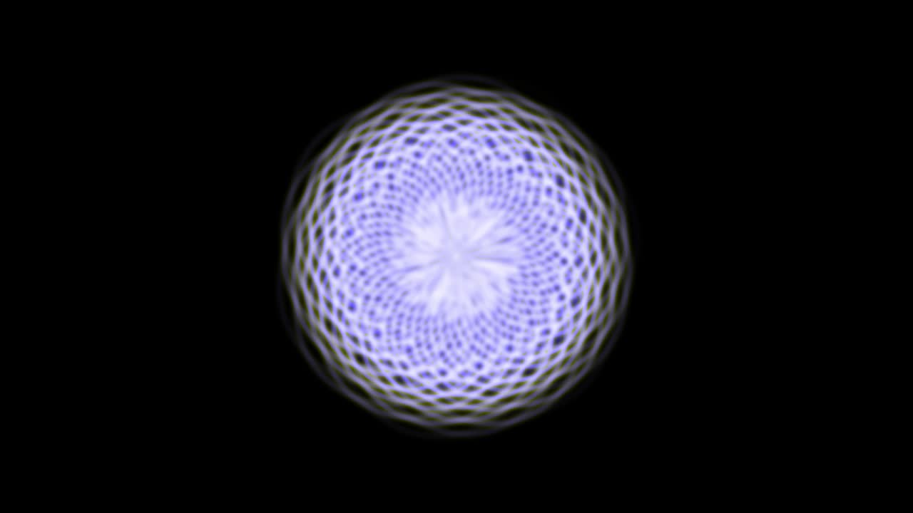 Continuously rotating circle. Animation of abstract geometric shapes.  A background full of imagination and creativity. The background is black. The color is purple.