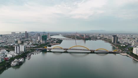 panoramic view of dragon bridge - da nang city - vietnam from above