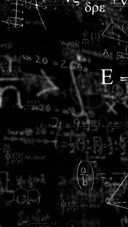 animation of mathematical equations and data processing on black background