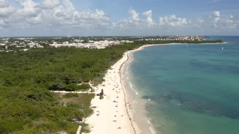Caribbean-white-sand-beach-coastline-of-Punta-Esmeralda-bay-in-Mexico