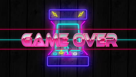 animation of game over text over colourful neon arcade