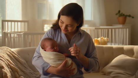 mother cradling her newborn baby