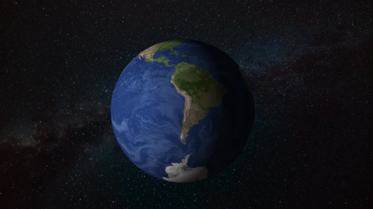 tierra girando a través del espacio globo terráqueo planeta vía láctea universo nubes