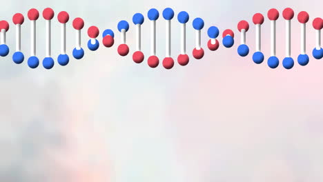 animación digital de la estructura del adn girando contra un fondo blanco con textura