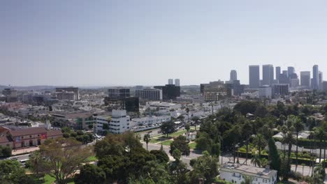 wide rising aerial shot over santa monica blvd