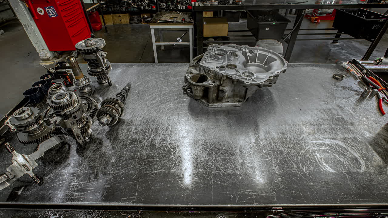 수동 기어박스의 조각별 조각별 자동차 메카닉 시간 지연 조립