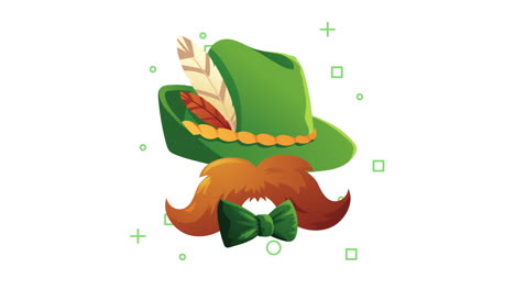 oktoberfest celebration animation with tyrolean hat and mustache