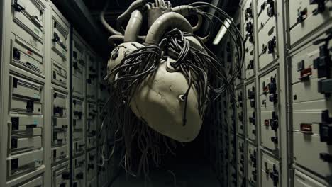 cybernetic heart in server room