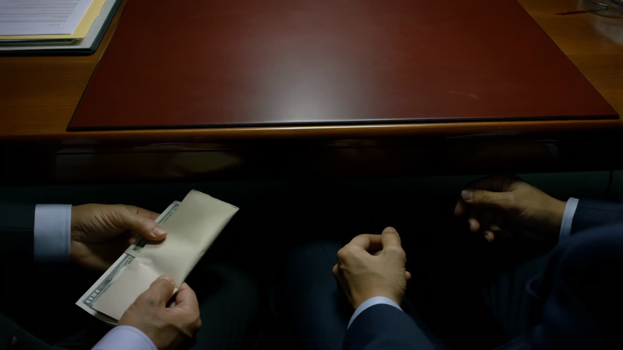 Covert Money Transaction Under a Desk