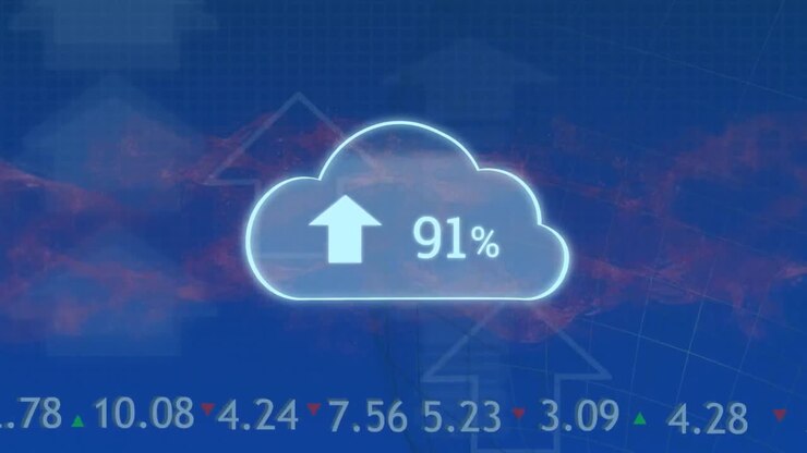 Animation of cloud with growing number over arrows
