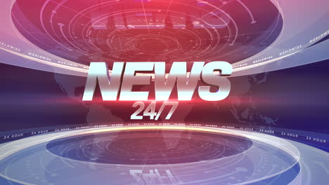 animation text 24 news and news intro graphic with lines and circular shapes in studio abstract background