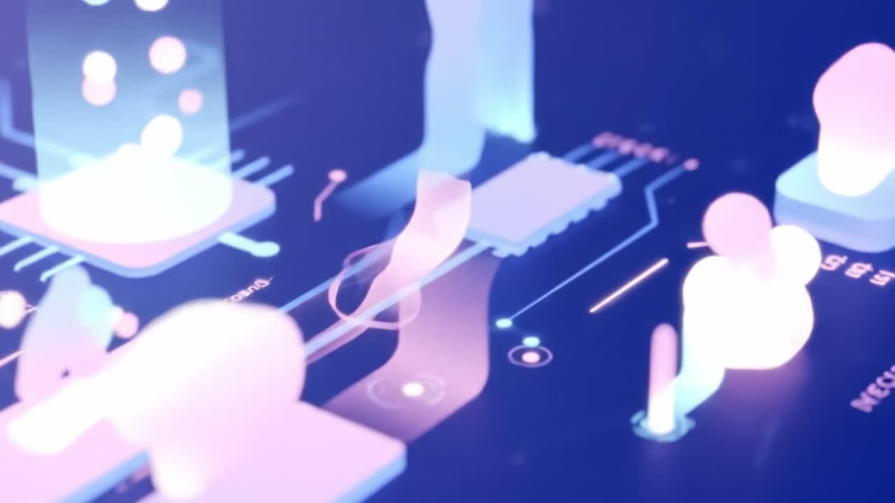 Unique digital artistry merges vibrant colors and abstract shapes, creating an immersive experience in a dynamic virtual space. Explore this captivating display of creativity and design.