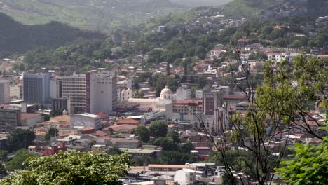 view of the tegucigalpa cathedral in the city center, surrounded by old historic buildings. honduras.