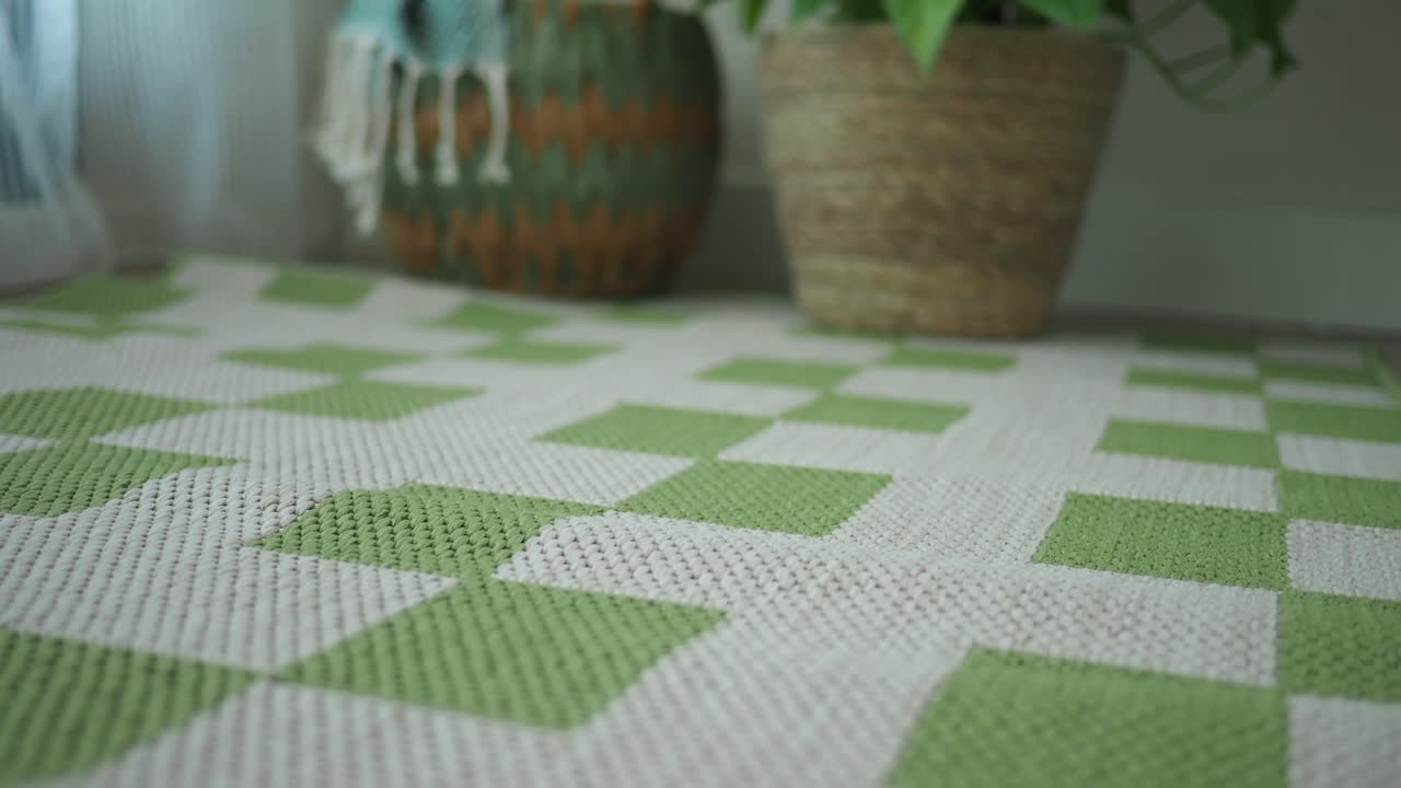 Checkered Rug with Plants