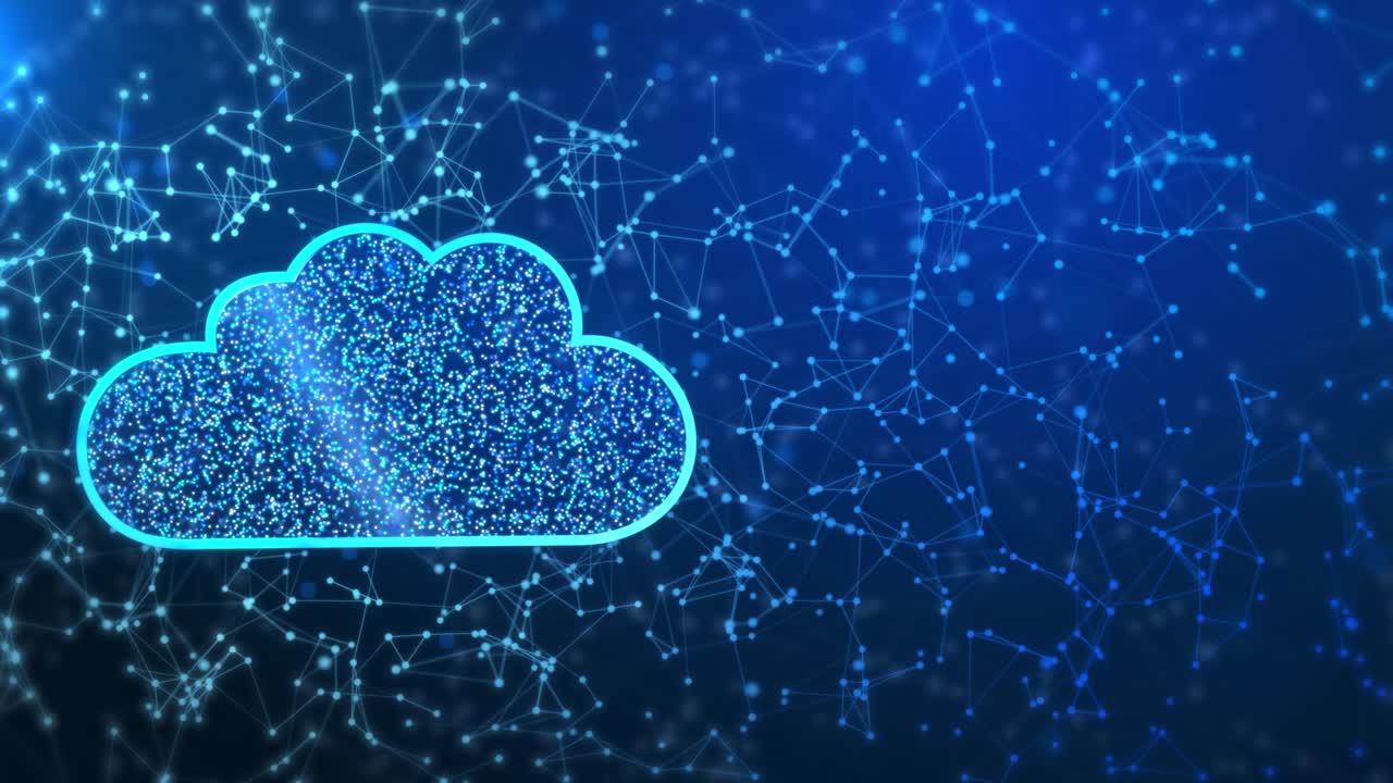 Digital Cloud Computing of cyber security, Data network protection Loop Animation.