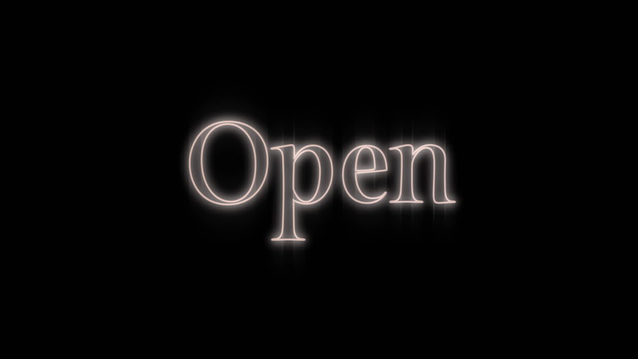 Emerging white Open neon billboard 4k