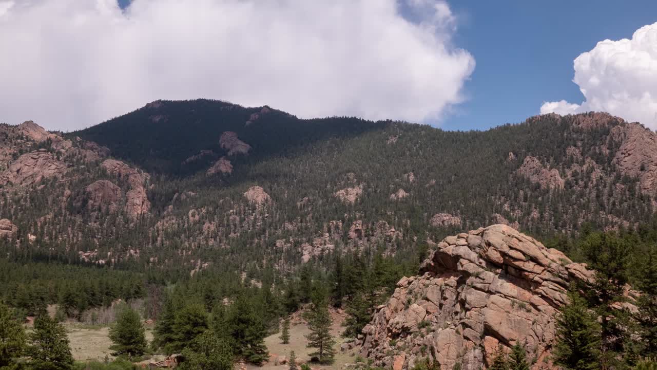 Time lapse of mountains being covered in shadows by the clouds in Colorado
