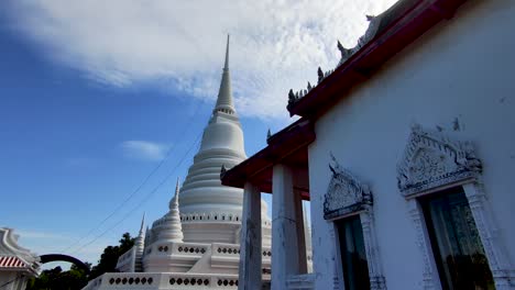 Asian-White-and-Red-Temple-Exterior-Design,-No-People