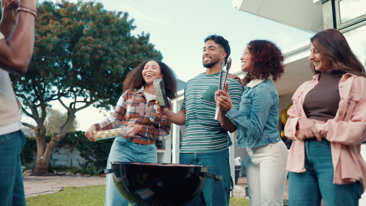 Group of friends enjoying barbecue