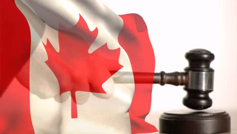 Digitally-animation-of-Canadian-Flag-and-gavel-4k