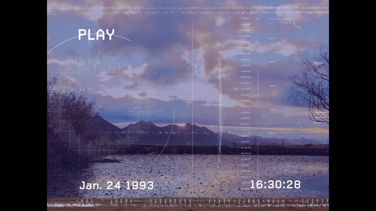 디지털 인터페이스를 가진 화면의 애니메이션과 풍경에 대한 데이터 처리