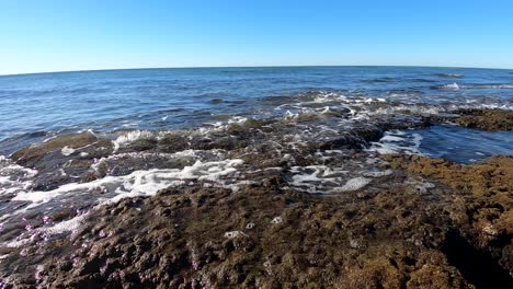 waves rush in to fill the crevices of the exposed shore at low tide, puerto peñasco, gulf of california, mexico