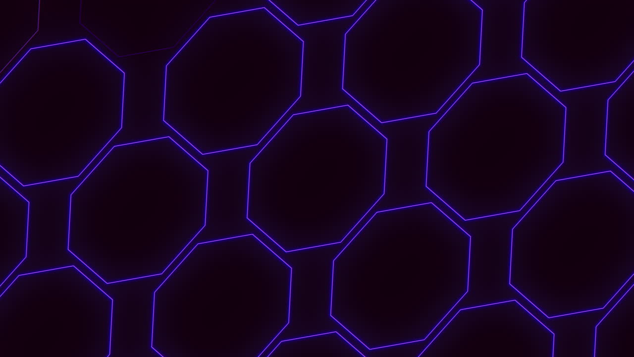 cuadrícula de hexágonos púrpuras sobre un fondo negro un patrón con variadas sombras