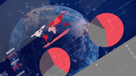 Animation-Der-Infografik-Schnittstelle-über-Verbundene-Punkte-Um-Den-Rotierenden-Globus-Im-Hintergrund