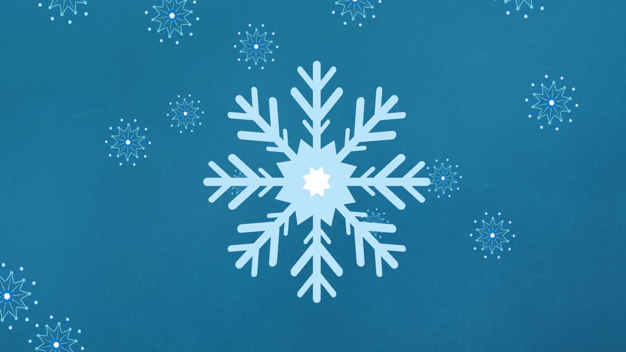 Animation of snowflakes falling on blue background