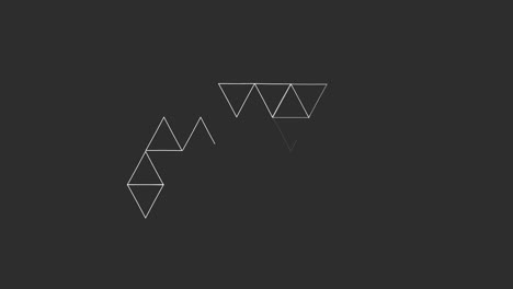 animación de procesamiento de triángulos blancos sobre fondo gris