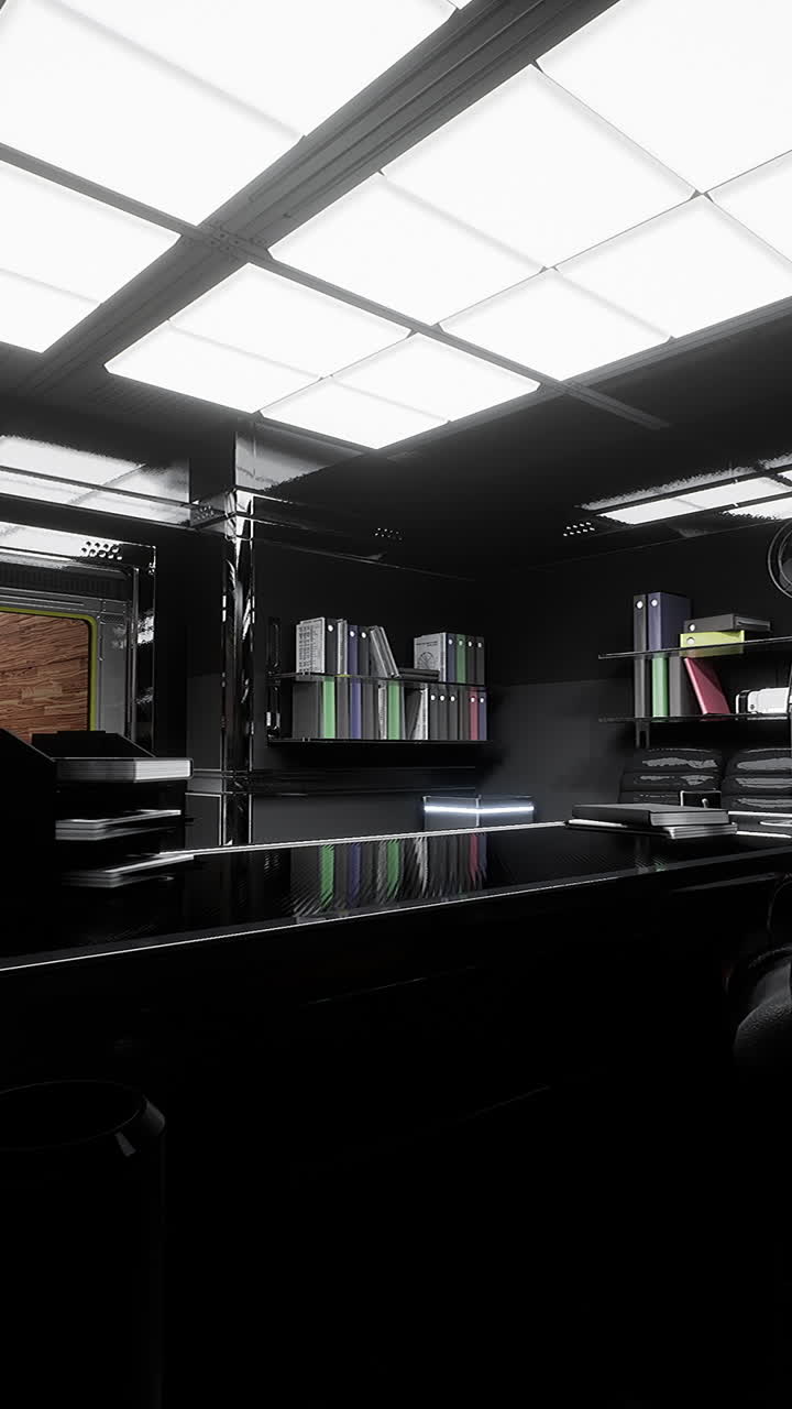 Futuristic Black Office Interior