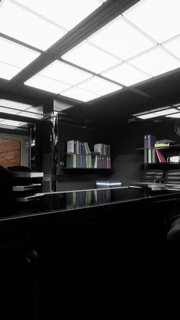 futuristic black office interior