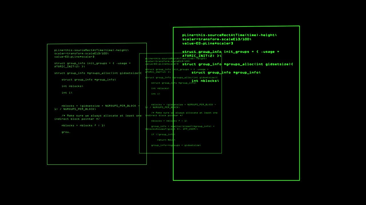 blink popup green coding running up on a computer screen like a virus.