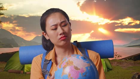 woman lost in thought while traveling