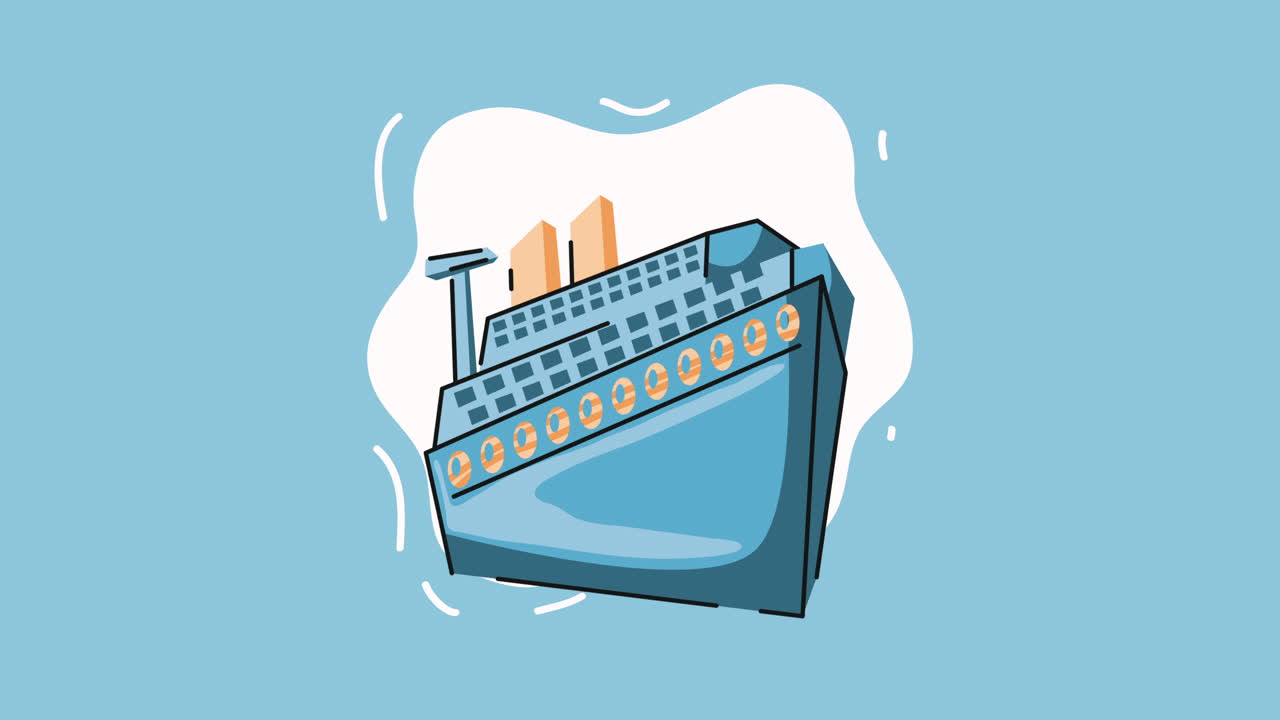 만화 크루즈 선박 일러스트레이션