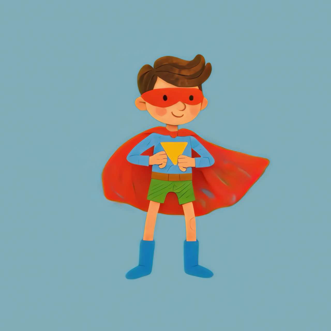 Child superhero costume illustration animation isolated asset, transparent 4K video, alpha channel