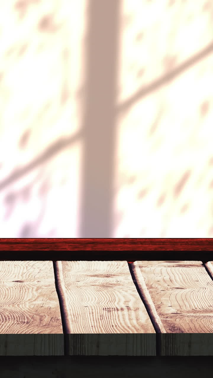 animación de los abandonantes y la sombra de la ventana sobre un fondo de madera y blanco