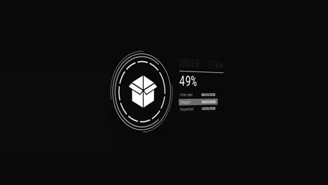 animación de iconos con procesamiento de datos sobre fondo negro