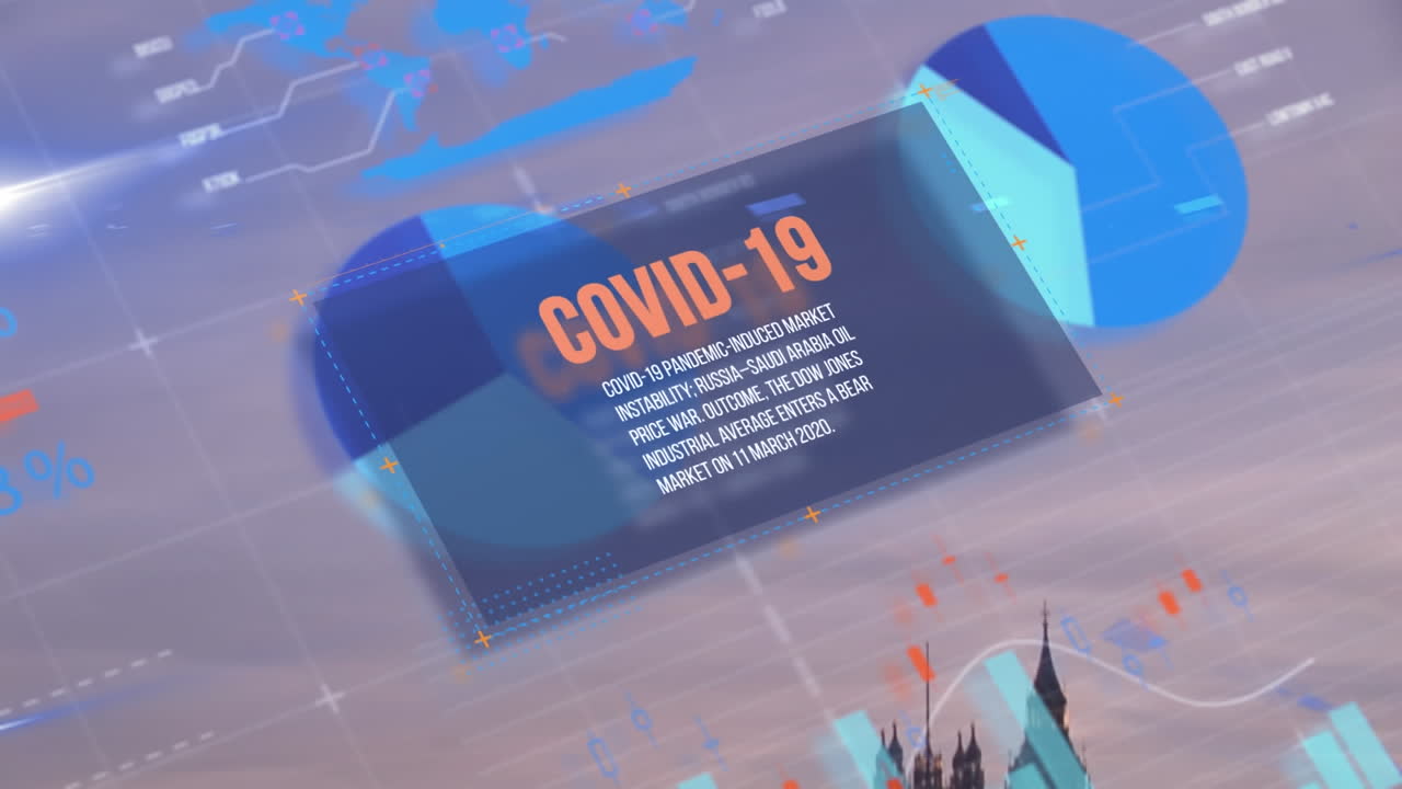 도시 풍경에 대한 코로나 19 데이터 처리 및 통계의 애니메이션