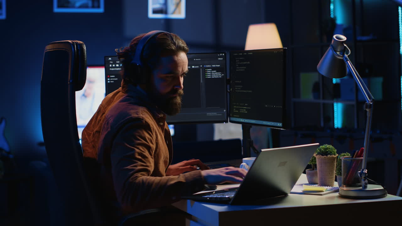 IT expert complaining while solving coding project tasks, suffering from burnout