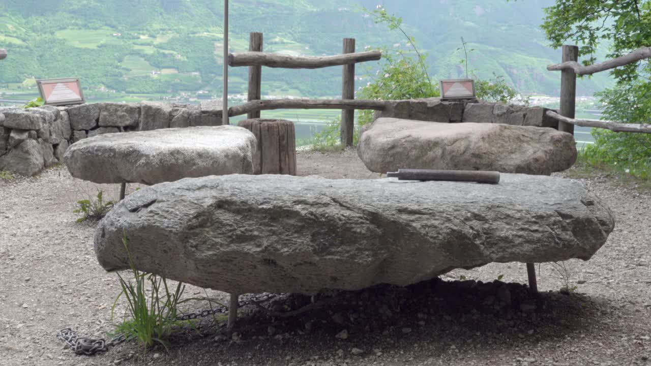 Stones that are set up for people to try to create sound whilst taking a break from their hike.