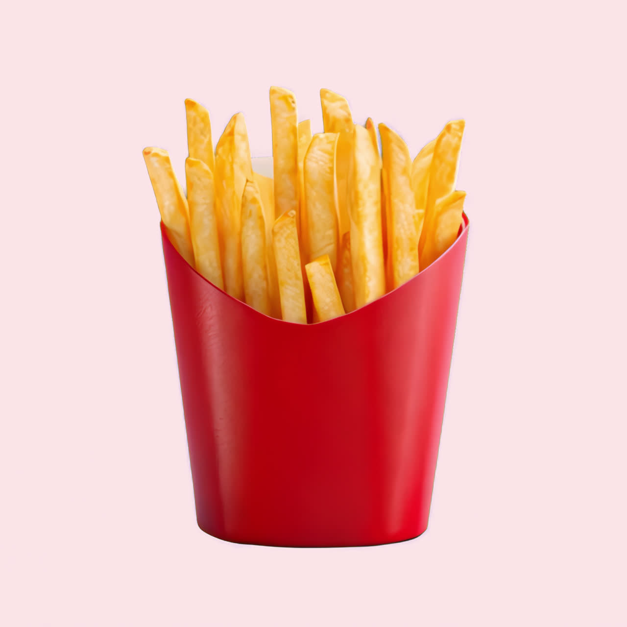 French fries in red packaging animation isolated asset, transparent 4K video, alpha channel, ProRes