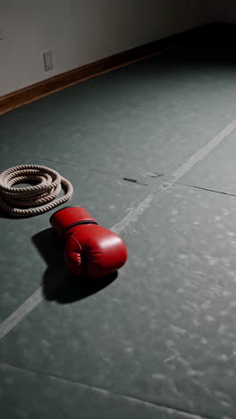 boxing gloves and jump rope on exercise mat