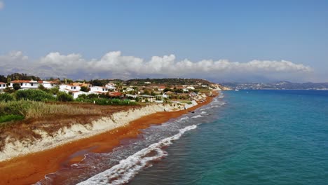 Megas-Lakkos-or-Xi-Beach-at-Kefalonia-Island-in-Greece-at-Daytime---wide,-static-shot